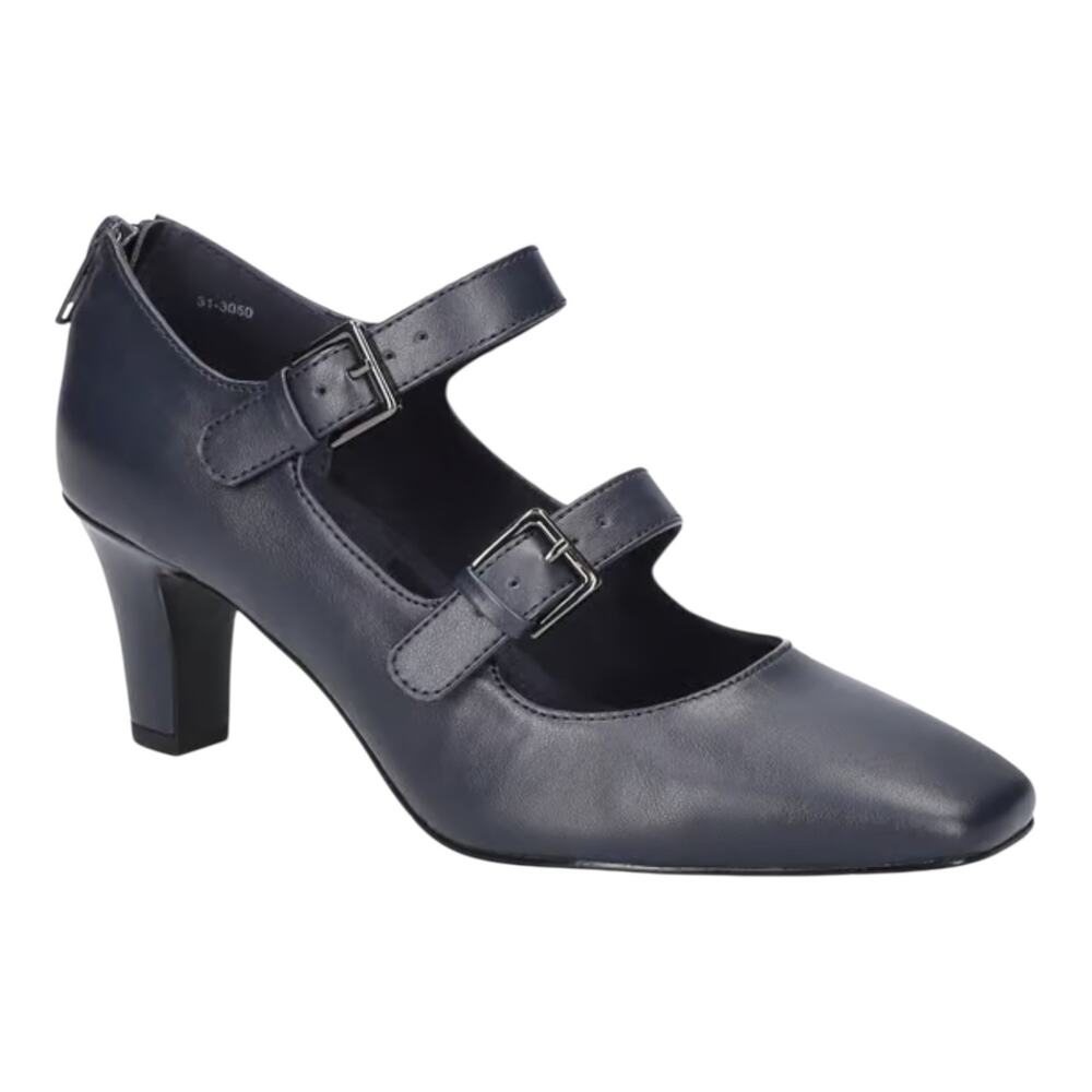 Easy Street Women's Willis Mary Jane Mid Heel Pumps Navy Size 9